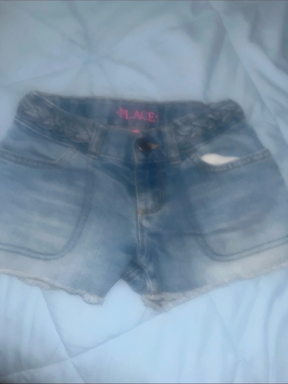 Blue Denim Shorts size 6, 6x, and justice brand is 7, but fits like a 6